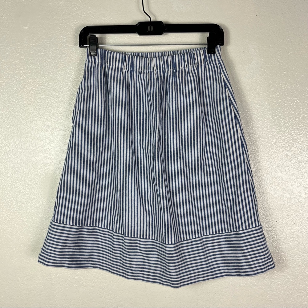 J.Crew linen skirt with pockets , blue light stripe size extra small
